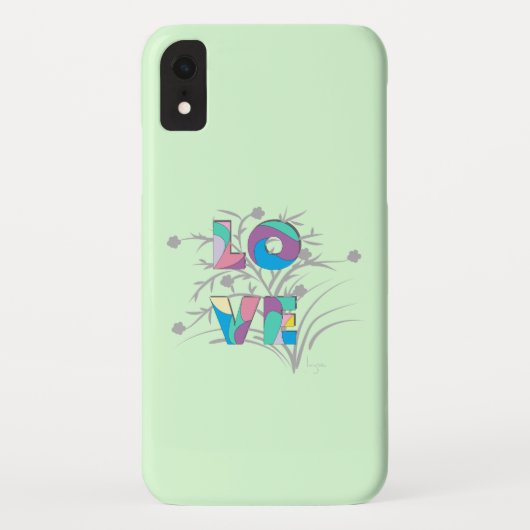 Liebe Modernes, grafisch-grünes iPhone Case (Rückseite)