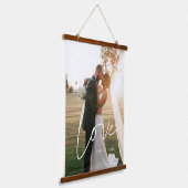 Liebe Modernes Kalligraphiepaar Foto Wandteppich Mit Holzrahmen (Gewinkelt)