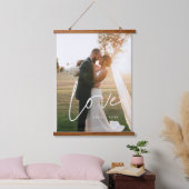 Liebe Modernes Kalligraphiepaar Foto Wandteppich Mit Holzrahmen (Schlafzimmer)