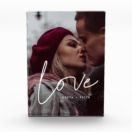 Liebe - Modernes Kalligraphiepaar Fotoblock (Vorderseite)