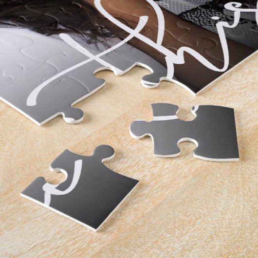 Liebe | Modernes Lässiges Script Heart Foto Puzzle (Seite)