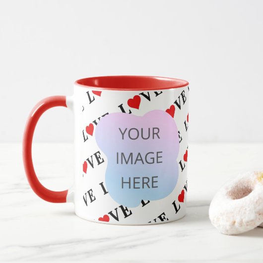 LIEBE Modernes, personalisiertes 2-Zoll-Foto Tasse (Mit Donut)