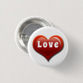 Liebe Modernes Rotes Herz Button (Vorne & Hinten)