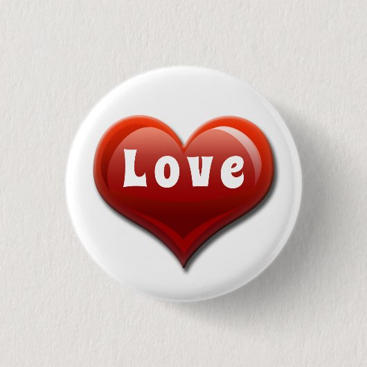 Liebe Modernes Rotes Herz Button (Vorderseite)