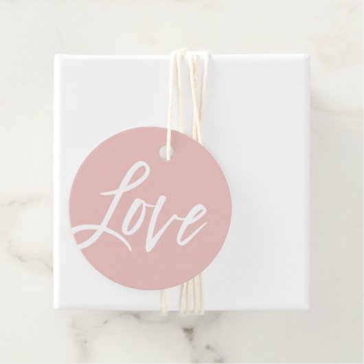 LIEBE Modernes, weißes Blatt Rosa Geschenkanhänger (Beispiel)