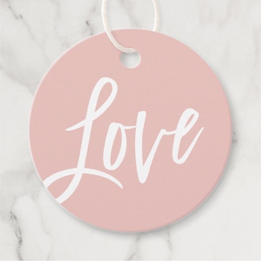 LIEBE Modernes, weißes Blatt Rosa Geschenkanhänger (Vorderseite)