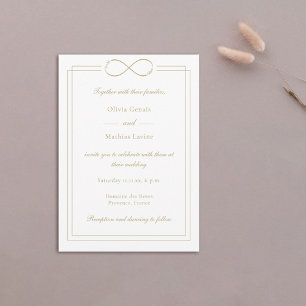 Liebe Mongram Gold Borders White Wedding Einladung
