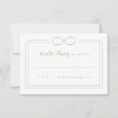 Liebe Mongram Gold Borders White Wedding RSVP Karte (Vorderseite)