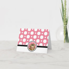 Liebe Monkey benutzerdefinierte Pink-Polka-Dotkart Dankeskarte