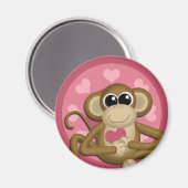 Liebe Monkey Pink Magnet (Vorderseite/Rückseite)