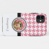 Liebe Monkey Pink & White Hahnentrittmuster iPhone Case-Mate iPhone Hülle (Rückseite (Horizontal))