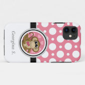 Liebe Monkey Pink & White Polka Dot iPhone 5 Fall Case-Mate iPhone Hülle (Rückseite (Horizontal))