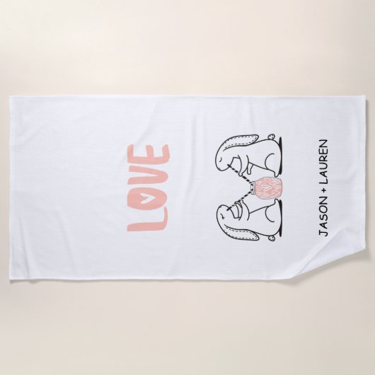 Liebe | Monogram Beach Handtuch (Vorderseite)