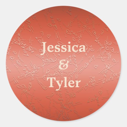 Liebe. Monogramm. Runder Aufkleber (Vorderseite)