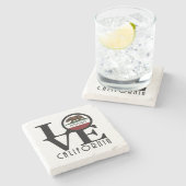 LIEBE Monterey California Steinuntersetzer (Seitenansicht)