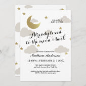 Liebe Moon und Back Glitzer Star Clouds Kinderdusc Einladung (Vorne/Hinten)