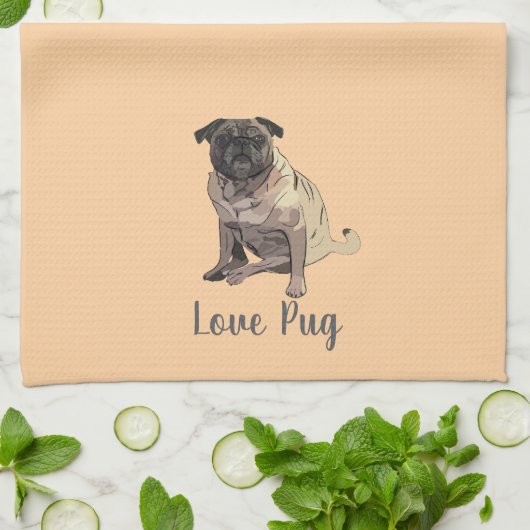 Liebe Mops Geschirrtuch (Gefaltet)