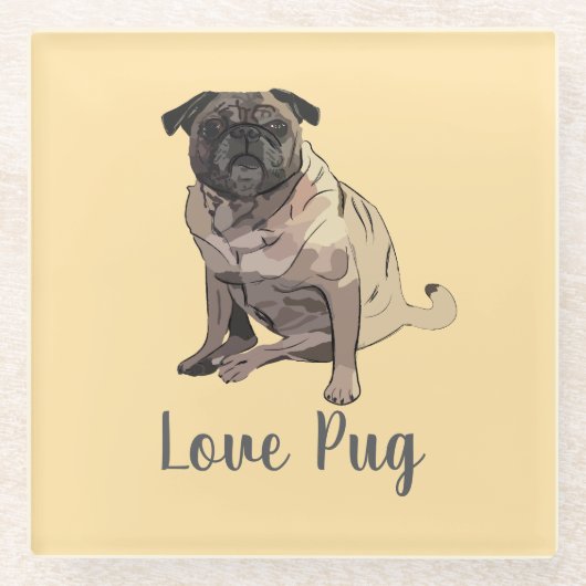 Liebe Mops Glasuntersetzer (Vorderseite)