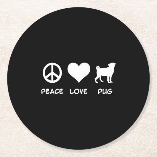 Liebe Mops | Mops Dog Lovers Gift Runder Pappuntersetzer (Vorderseite)