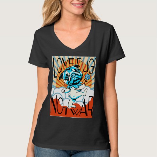 LIEBE MOPS NICHT KRIEG Klassischer T - Shirt 749 (Vorderseite)