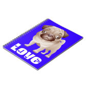 Liebe Mops Welpe Dog Blue Notebook / Journal Notizblock (Linke Seite)