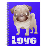 Liebe Mops Welpe Dog Blue Notebook / Journal Notizblock (Vorderseite)