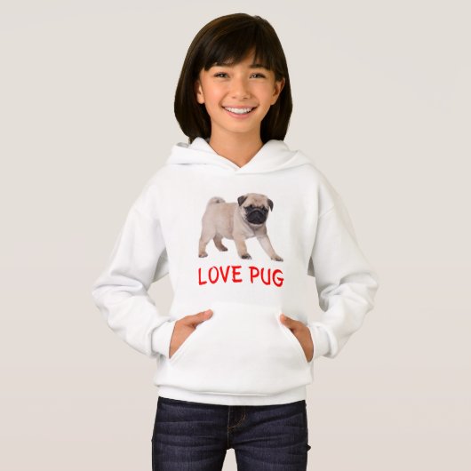 Liebe Mops Welpe Dog Girls Sweatshirt (Vorne ganz)