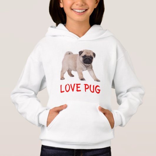 Liebe Mops Welpe Dog Girls Sweatshirt (Vorderseite)