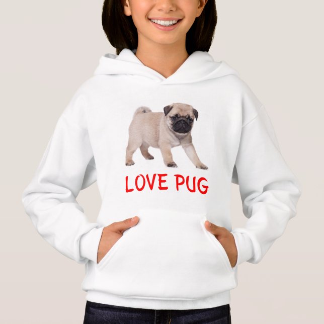 Liebe Mops Welpe Dog Girls Sweatshirt (Vorderseite)
