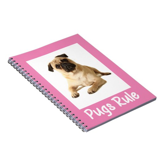 Liebe Mops Welpen-Dock-Pink-Notebook / Journal Notizblock (Rechte Seite)