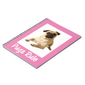 Liebe Mops Welpen-Dock-Pink-Notebook / Journal Notizblock (Linke Seite)