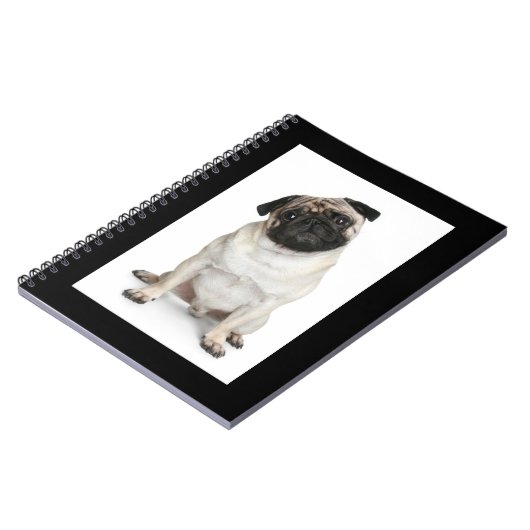 Liebe Mops Welpen-Dock-White-Notebook / Journal Notizblock (Linke Seite)