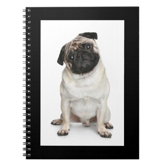 Liebe Mops Welpen-Dock-White-Notebook / Journal Notizblock (Vorderseite)