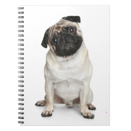 Liebe Mops Welpen-Dock-White-Notebook / Journal Notizblock (Vorderseite)