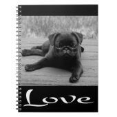 Liebe Mops Welpen-Dose-Black-Notebook / Journal Notizblock (Vorderseite)