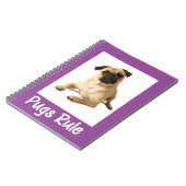 Liebe Mops Welpen-Hund Lila Notebook / Journal Notizblock (Linke Seite)