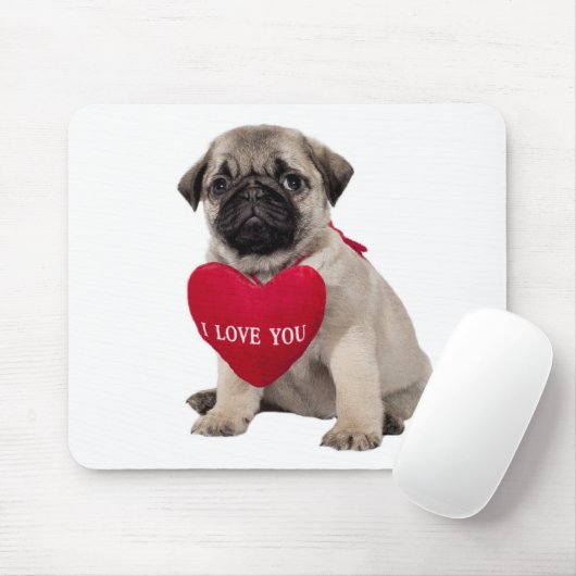 Liebe Mops Welpen Hund mit Herzmuskel Mousepad (Mit Mouse)