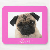 Liebe Mops Welpen Hund Portrait Rosa Mousepad (Vorne)