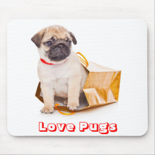 Liebe-Möpsen, Mops Welpen-Hund in einem Geschenkb Mousepad