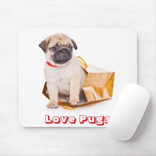 Liebe-Möpsen, Mops Welpen-Hund in einem Geschenkbe Mousepad (Mit Mouse)