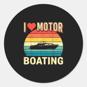 Liebe Motorboot Boot Kapitän Ponton See Runder Aufkleber