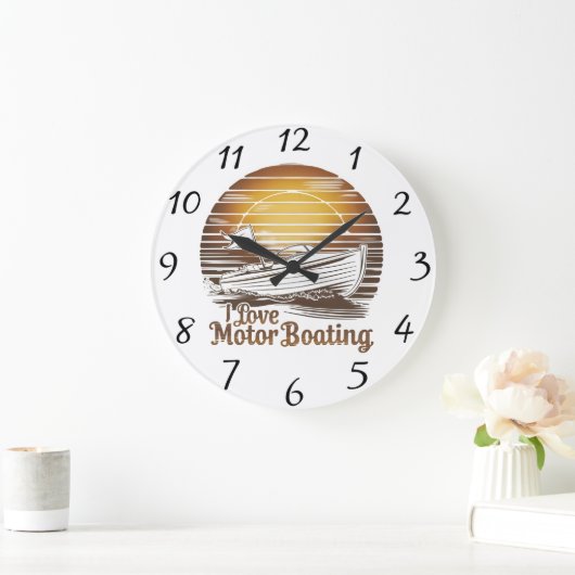 Liebe Motorboot: Ein Zuneigung-Boot Große Wanduhr (Zuhause)