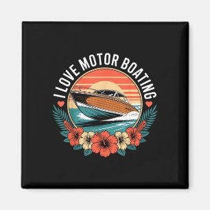 Liebe Motorbootfahren Vintage-Sonnenuntergang-Spee Magnet