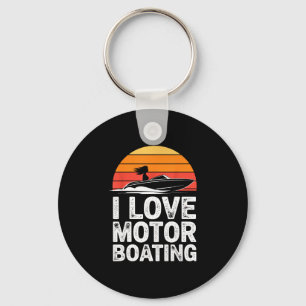 Liebe Motorbootfahren Vintage-Sonnenuntergang-Spee Schlüsselanhänger