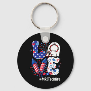 Liebe MRI Tech Life USA Flaggen Feuerwerk 4. Juli Schlüsselanhänger
