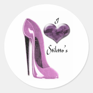 Liebe Mulberry Pink Stiletto Schuhe und Herz Runder Aufkleber