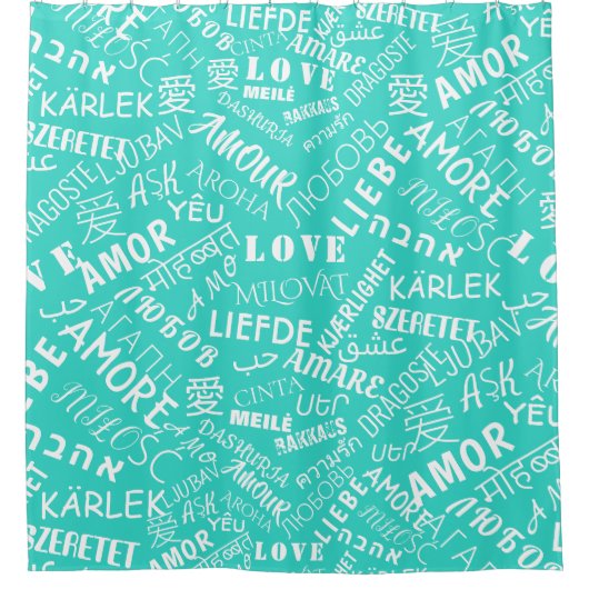 LIEBE - Multi Language - Customizable Internationa Duschvorhang (Vorderseite)