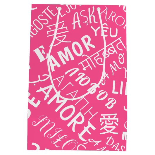 LIEBE - Multi Language - Customizable Internationa Mittlere Geschenktüte (Rückseite)