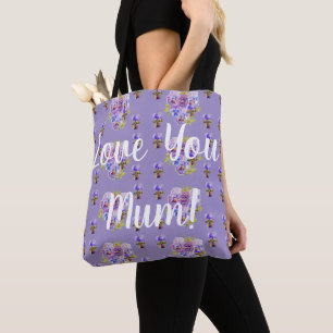Liebe Mum Shabby Lila Pansy Grotte Tasche