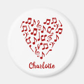 Liebe Music Heart of Red Musiknotens with Name Magnet (Vorne)